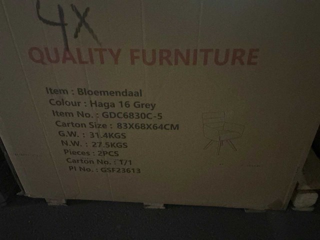 Bloemendaal haga 16 grey draaibare eetkamerstoel (6x) - afbeelding 5 van  5