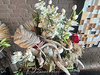 Bloempot met kunstbloemen (2x) - afbeelding 3 van  5