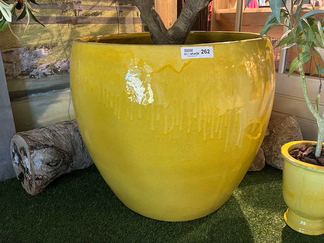 Bloempot met kunstboom/plant (3x) - afbeelding 2 van  6