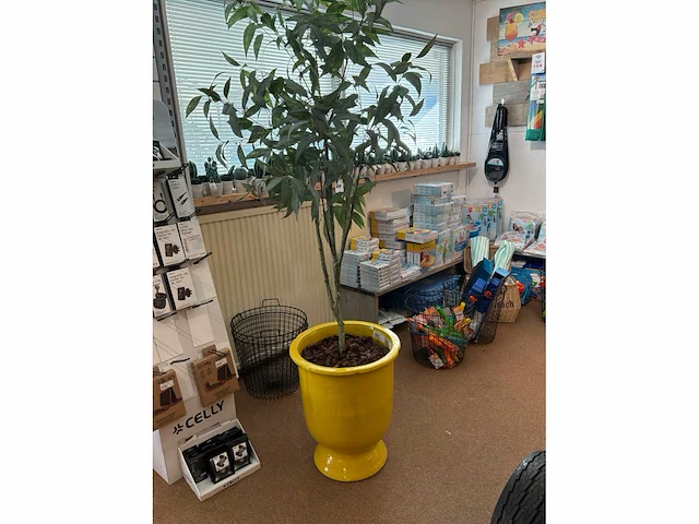 Bloempot met kunstboom/plant (3x) - afbeelding 5 van  6
