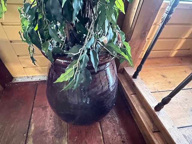 Bloempot met kunstplanten (2x) - afbeelding 4 van  4