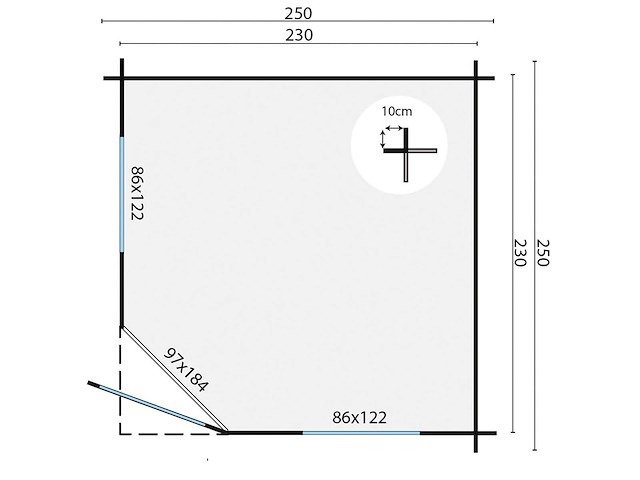 Blokhut - tuinhuis jos 250x250x242cm geïmpregneerd - afbeelding 5 van  8