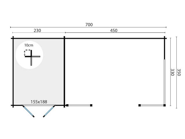 Blokhut - tuinhuis kukka 230x350x279cm - afbeelding 2 van  9