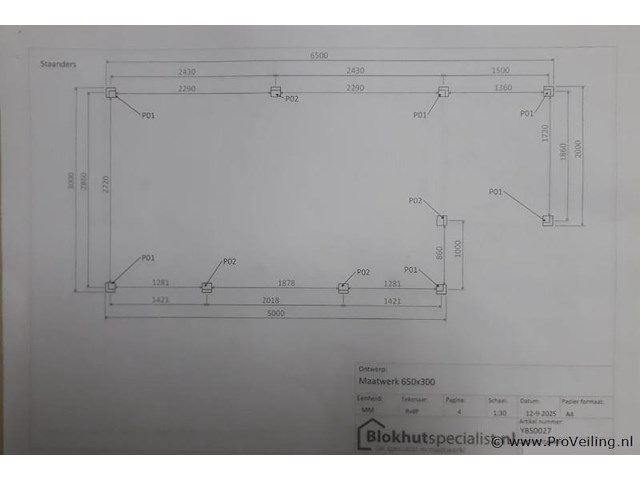 Blokhut/tuinhuis - 650x300cm - afbeelding 2 van  3