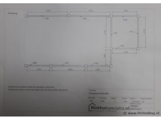 Blokhut/tuinhuis - 650x300cm - afbeelding 3 van  3