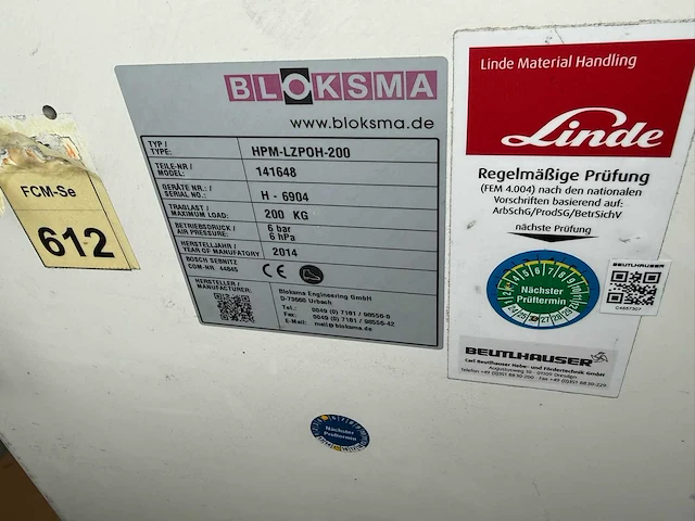 Bloksma - 2014 - hpm-lzp0h-200 - bakkenlift - afbeelding 4 van  5
