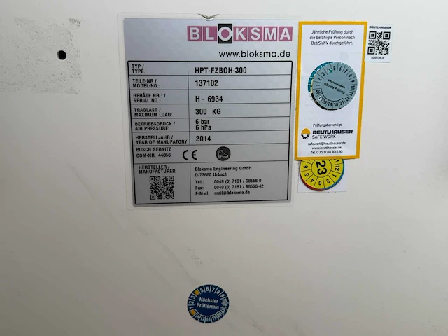Bloksma - 2014 - hpt-fzb0h-300 - bakkenlift - afbeelding 5 van  5