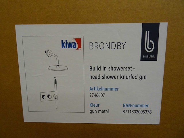 Blue label - brondby - 2746607 gun metal - douchesysteem - afbeelding 2 van  2