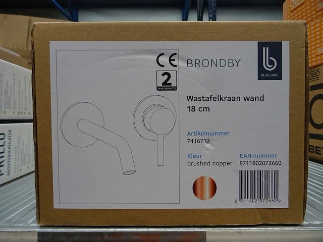 Blue label - brondby - wastafelkraan wand 18cm - afbeelding 1 van  1