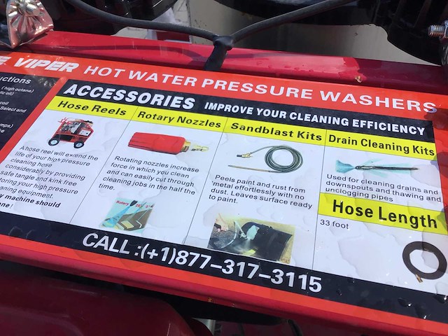 Blue viper - industrial hot water 276 bar - hogedrukreiniger met tank - afbeelding 10 van  19