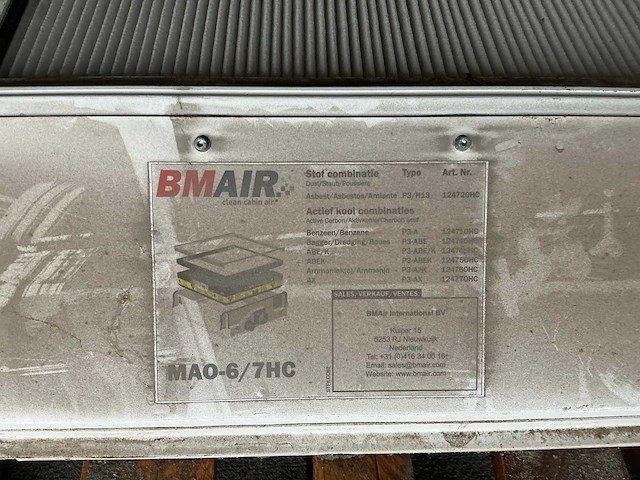 Bmair mao-6/7hc overdrukfilter unit - afbeelding 9 van  9