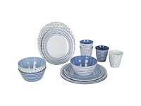 Bo-camp servies mix & match 16 stuks zwart/wit - afbeelding 1 van  6