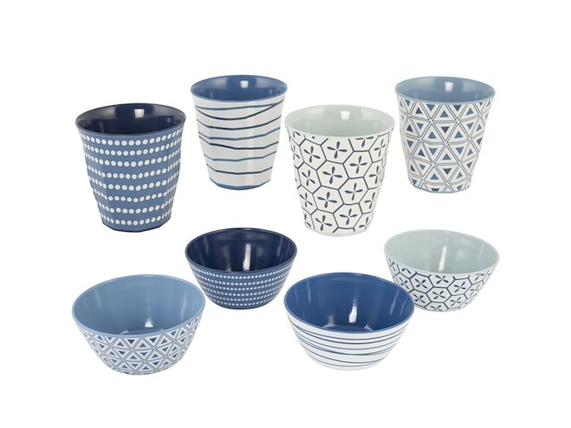 Bo-camp servies mix & match 16 stuks zwart/wit - afbeelding 2 van  6