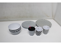 Bo-camp servies mix & match 16 stuks zwart/wit - afbeelding 5 van  6
