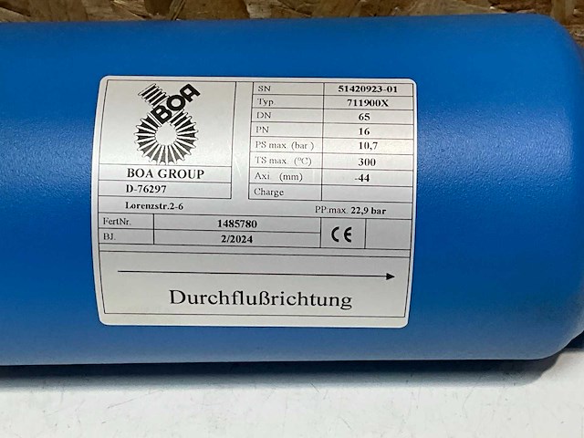 Boa axiaal compensator 711900x dn65 pn16 350mm - afbeelding 3 van  4