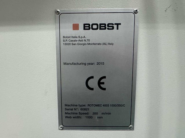 Bobst rotomec - 4003 1000/350/c - rotogravure drukpers - 2015 - afbeelding 36 van  57