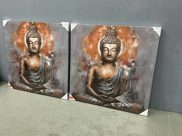 Boeddha schilderijen (2x) - afbeelding 3 van  6