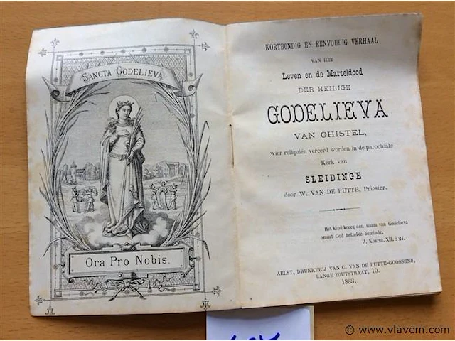 Boek : leven en marteldood der heilige godelieva 1883. - afbeelding 2 van  3