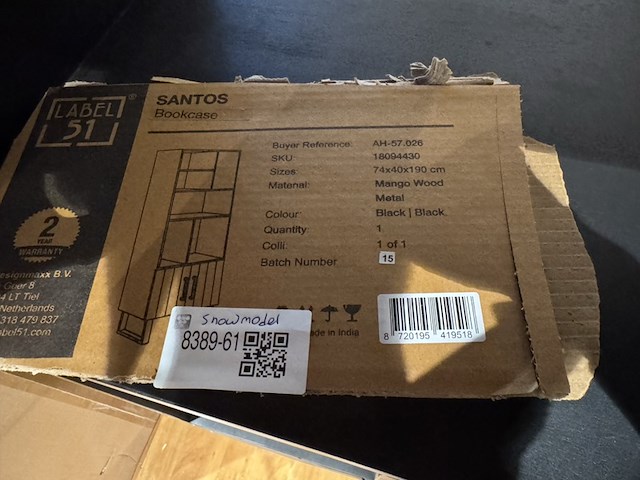 Boekenkast, label51, santos, zwart - afbeelding 5 van  5