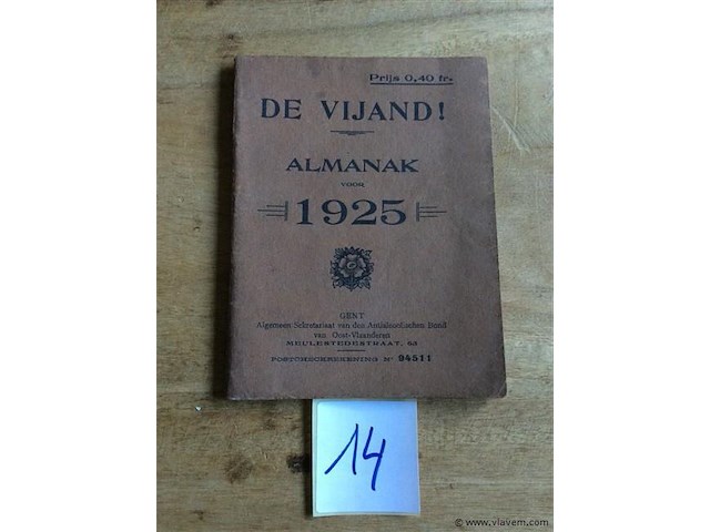 Boekje: de vijand /anti alcohol / almanak 1925. - afbeelding 1 van  5