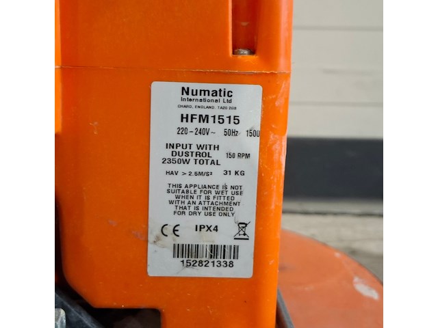 Boen-/schuurmachine - 450mm - 230v numatic, hfm 1515, bouwjaar 2015 - afbeelding 7 van  7