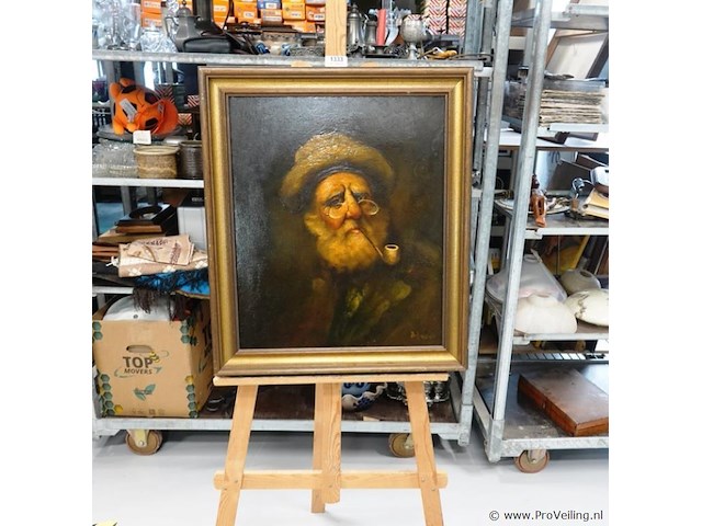 Bohdan piasecki olieverfschilderij uit de traditionele serie "portrait of a jew" of "portrait of a rabbi" - afbeelding 1 van  5