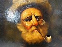 Bohdan piasecki olieverfschilderij uit de traditionele serie "portrait of a jew" of "portrait of a rabbi" - afbeelding 3 van  5