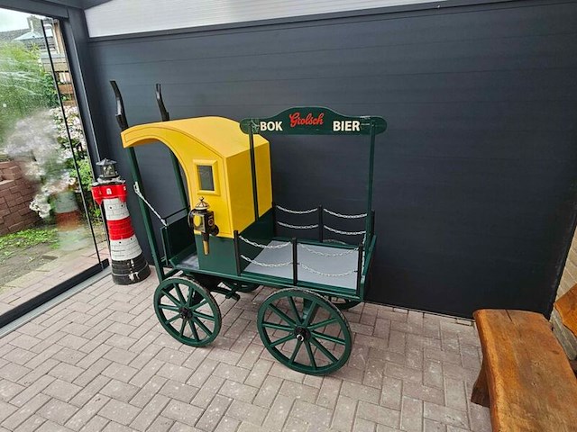 Bokkenwagen met span en houten wielen, groen - afbeelding 2 van  4