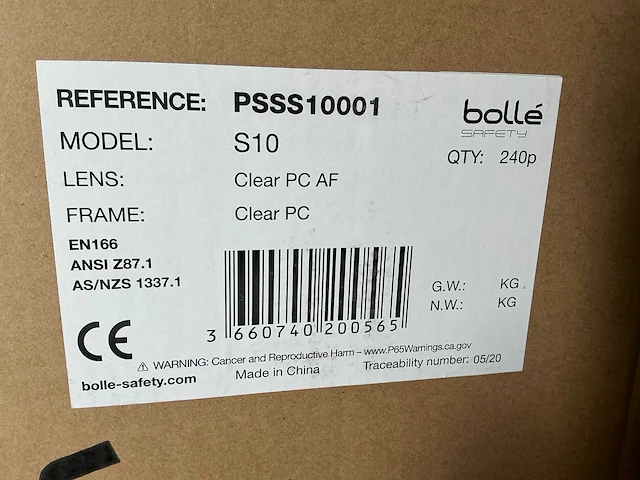 Bollé protective glasses s10 clear pc veiligheidsbril (240x) - afbeelding 5 van  14