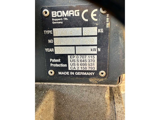 Bomag - bt 60/4 - rammer - 2008 - afbeelding 9 van  9