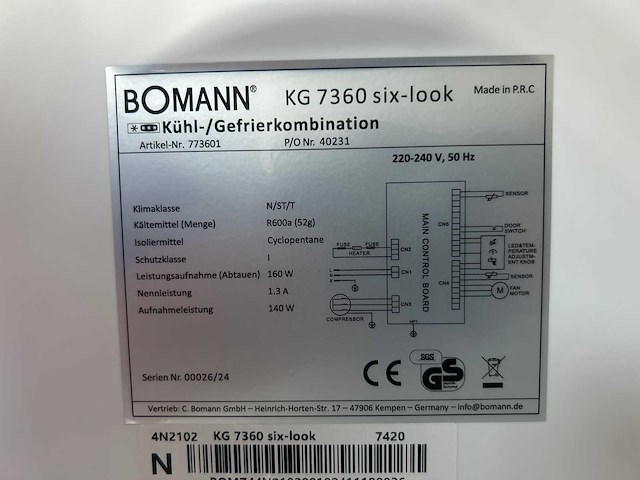 Bomann kg7360 koel-vriescombinatie | bomann gsp 7418 vaatwasser - afbeelding 7 van  9