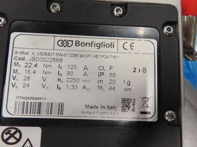 Bonfiglioli - x_vsdmot sw-01 2250 34 gf1 ae1 f24 t10 - track motor (2x) - afbeelding 1 van  1