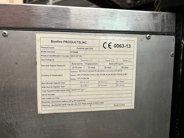 Bonfire k1024b gasbarbecue met zijbrander 14 kw - afbeelding 7 van  9