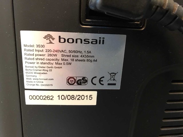 Bonsaii 3s30 papierversnipperaar - afbeelding 3 van  3