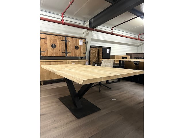 Boomstam eetkamertafel eiken 220cm, naturel - afbeelding 1 van  6