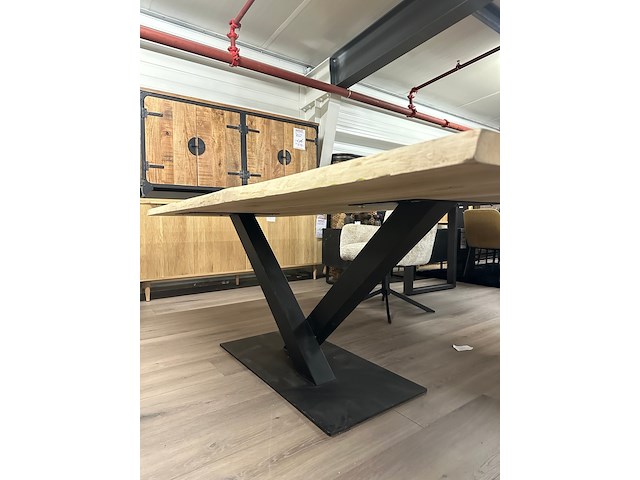 Boomstam eetkamertafel eiken 220cm, naturel - afbeelding 2 van  6