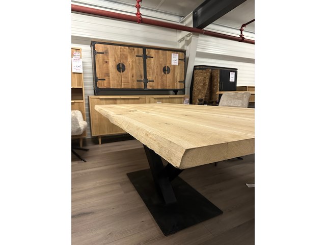 Boomstam eetkamertafel eiken 220cm, naturel - afbeelding 3 van  6