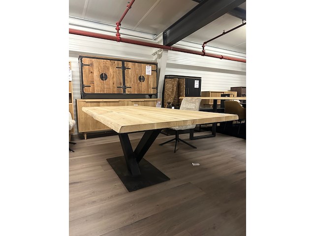 Boomstam eetkamertafel eiken 220cm, naturel - afbeelding 4 van  6