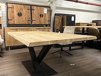 Boomstam eetkamertafel eiken 220cm, naturel - afbeelding 4 van  6