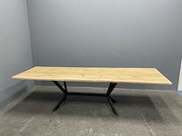 Boomstam eetkamertafel eiken natuur met onderstel - afbeelding 2 van  6