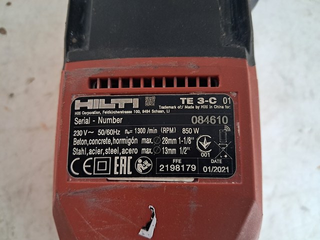 Boorhamer 16mm sds-plus 230v, hilti, te 3-c, 2021 - afbeelding 6 van  9