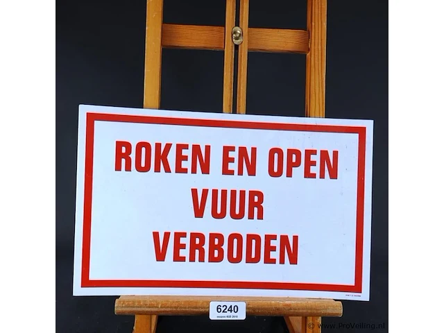 Bord roken en open vuur verboden kunststof - afbeelding 1 van  4