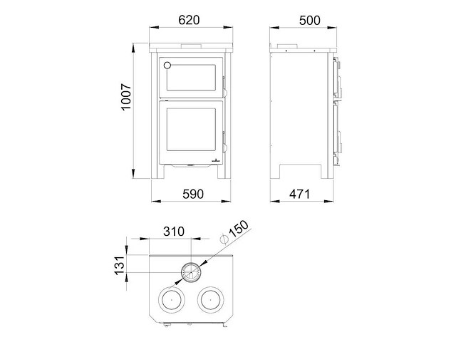 Boreal - ech9000 oven + kookplaat - vrijstaand - houtkachel - afbeelding 3 van  4