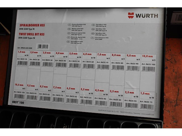 Borenkoffer wurth gevuld met diverse boren. - afbeelding 3 van  3