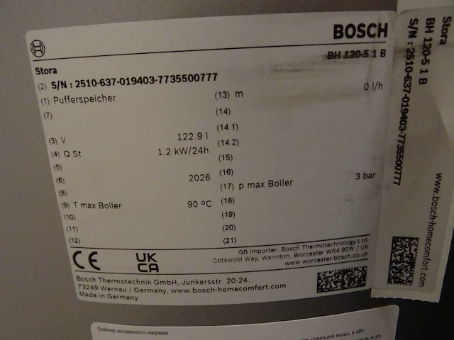 Bosch - bh 120-5 1b - buffervat 120 liter - afbeelding 2 van  4