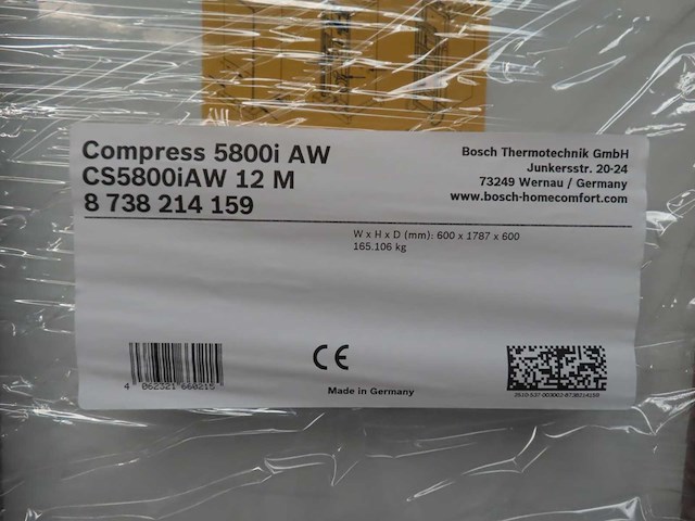 Bosch - compress 5800i aw - cs5800iaw 12 m - warmtepomp binnenunit met boiler 170l - afbeelding 3 van  3