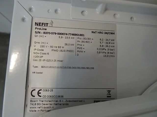 Bosch - proline nxt hrc 24/cw4 - combi cv-ketel - afbeelding 3 van  5