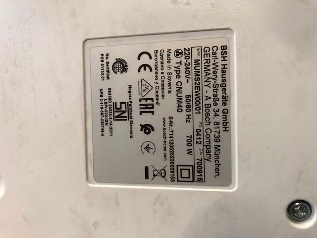 Bosch cnum40 keukenmachines - afbeelding 4 van  4