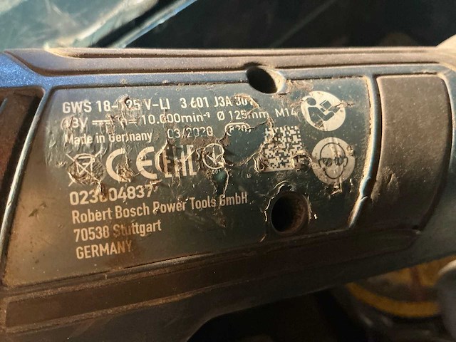 Bosch gws 18-125 v-li accu haakse slijpmachine - afbeelding 3 van  4
