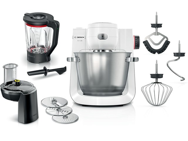 Bosch mums6ew22 keukenmachine 1600w 5,5l wit/rvs - afbeelding 1 van  4